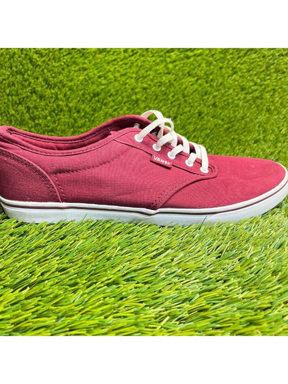 Vans Atwood Low Womens Size 10 Burgundy White‎ Athletic Skate Shoes Sneakers